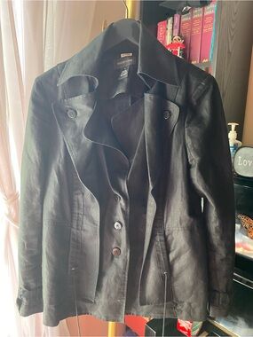 VTG FOCUS 2000 Women's Black Linen / Cotton Utility Jacket